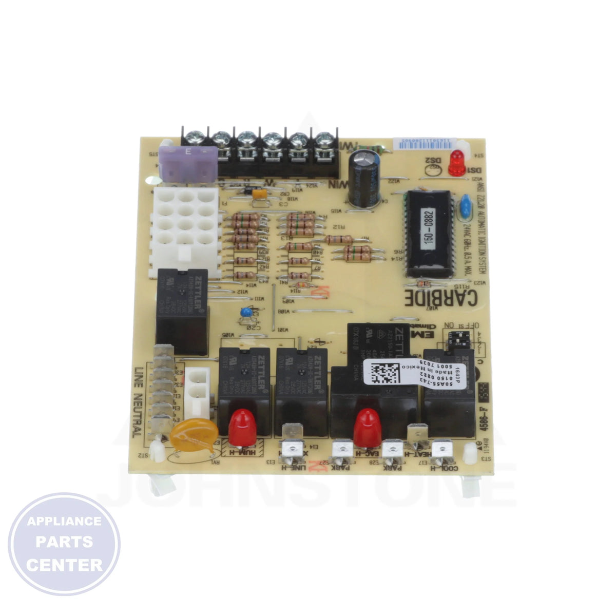 Control Board 50A55-743 - Side view with precise dimensions