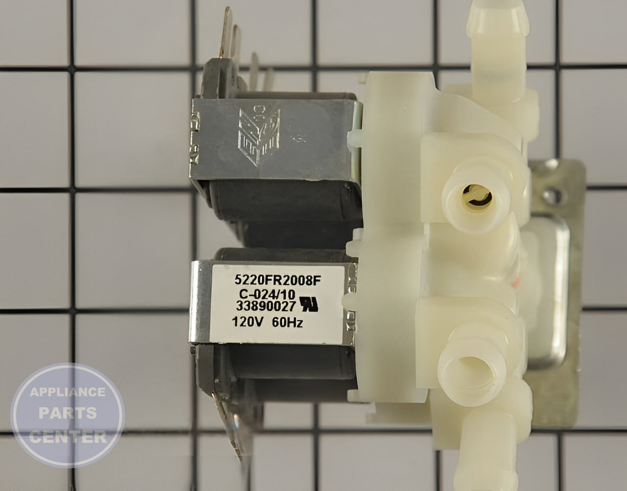 LG WASHER WATER INLET VALVE 5220FR2008F - Side view with 120 PSI water pressure specs