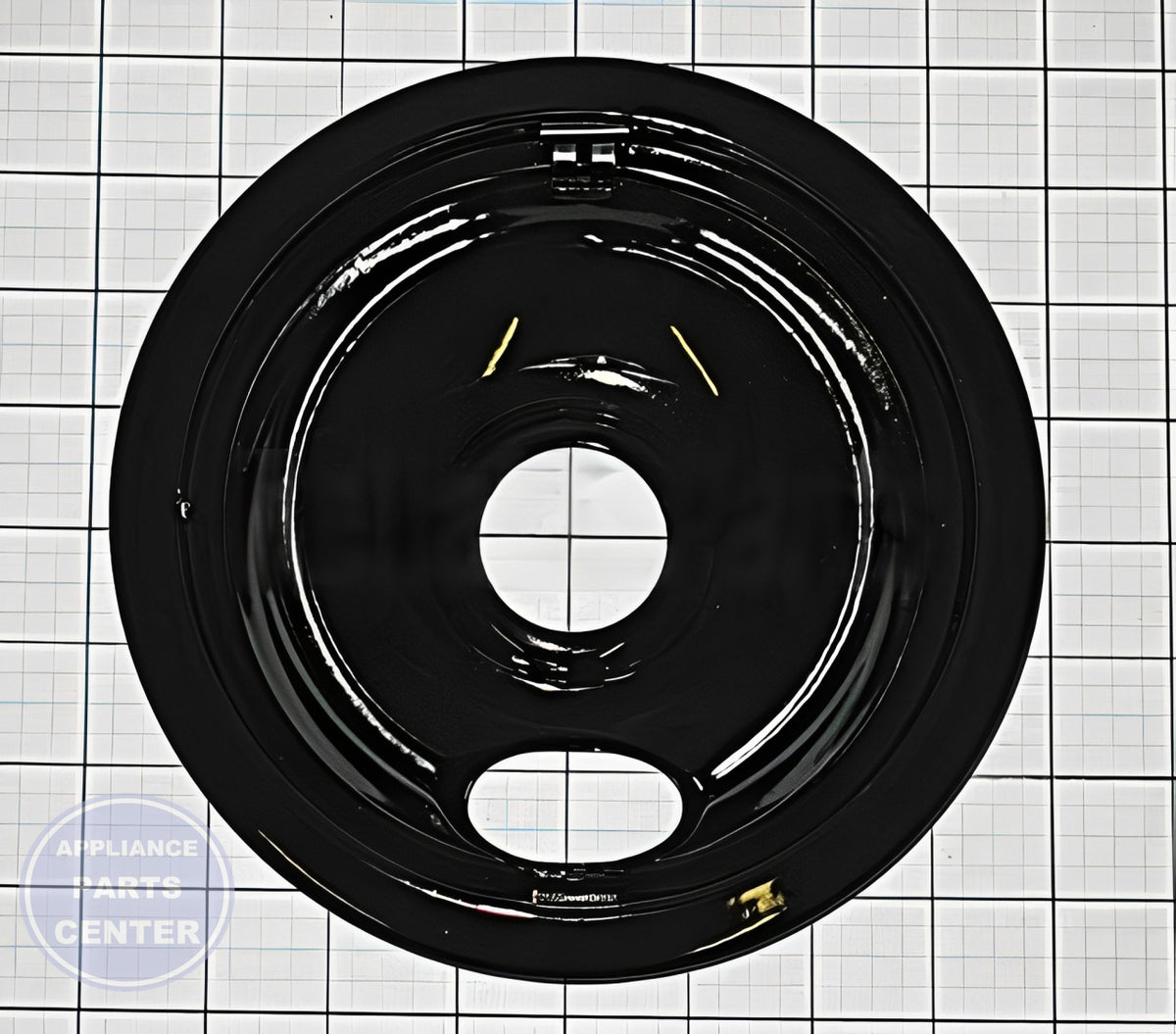 FRIGIDAIRE OVEN RANGE COOKTOP 6" DRIP BOWL BLACK PORCELAIN 5303935055 - Main view showing spill-catching feature for various models