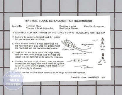 FRIGIDAIRE OVEN BURNER RECEPTACLE KIT 5303935058 - Side view with high-quality Wire Connector