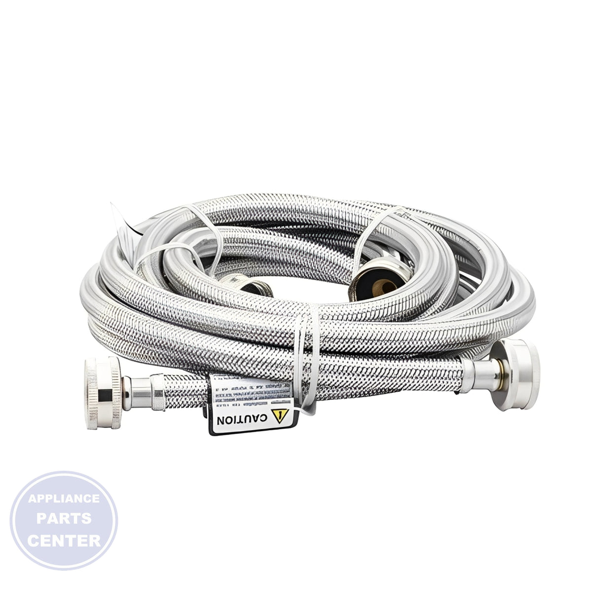 FRIGIDAIRE 2 PACK 6' STAINLESS STEEL WASHER FILL HOSE KIT - Side view with 6-foot length specification
