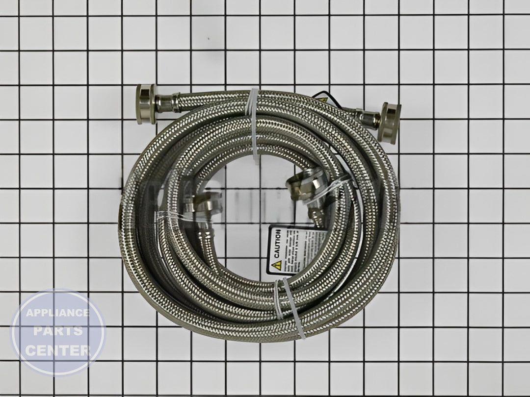 FRIGIDAIRE 2 PACK 6' STAINLESS STEEL WASHER FILL HOSE KIT - Main view showing stainless steel durability for various models