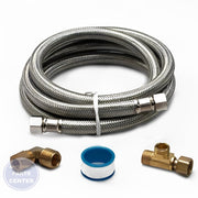 FRIGIDAIRE DISHWASHER STAINLESS STEEL BRAIDED WATERLINE INSTALLATION KIT 5304493868 - Main view showing stainless steel braided design for FRIGIDAIRE dishwasher models
