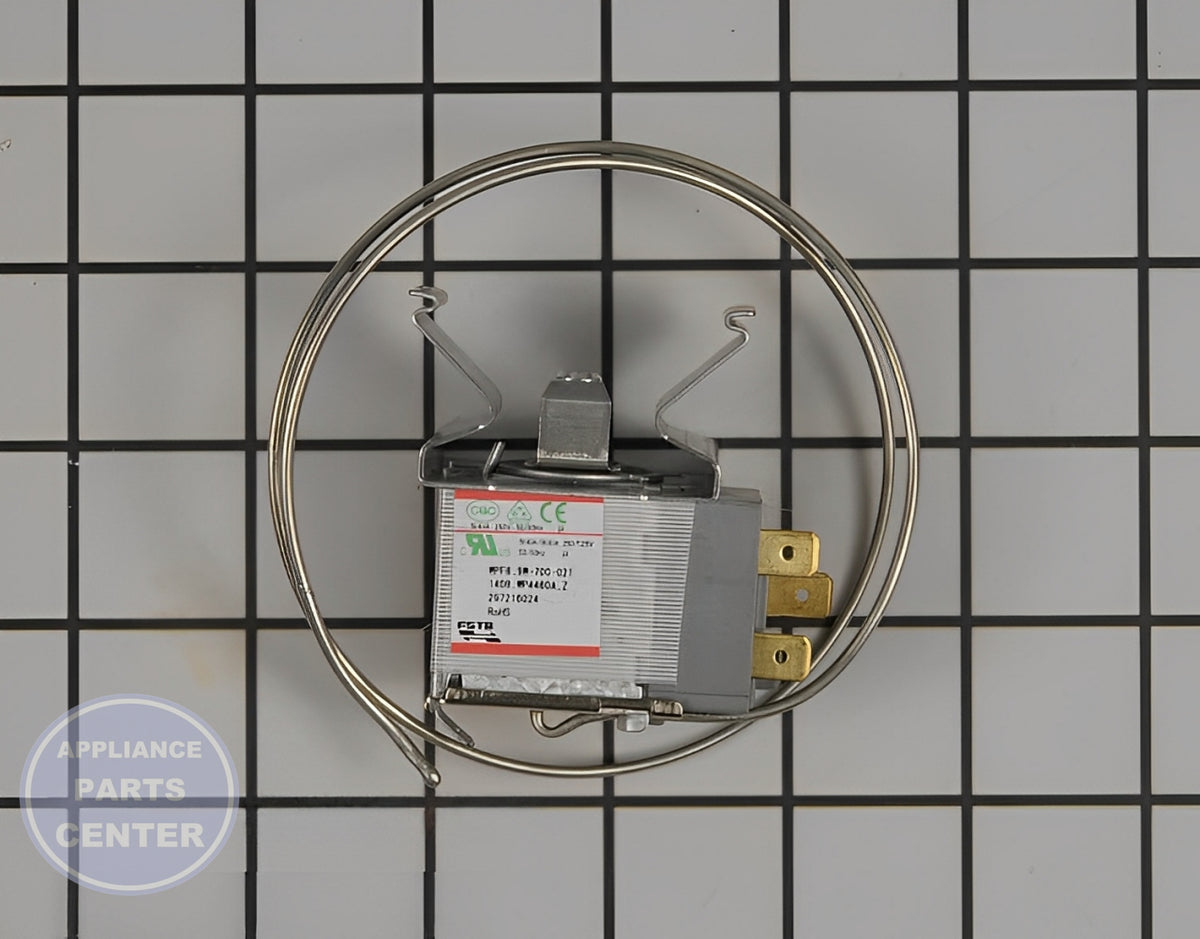 FRIGIDAIRE REFRIGERATOR TEMPERATURE CONTROL 5304497345 - Side view with precise technical specifications
