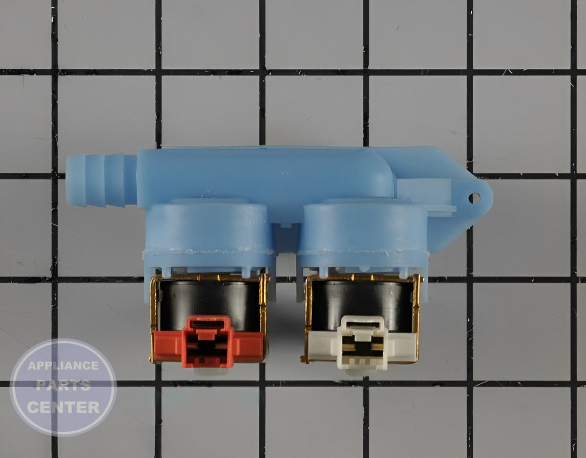 FRIGIDAIRE WASHER WATER VALVE 5304515818 - Side view with precise measurements and specs
