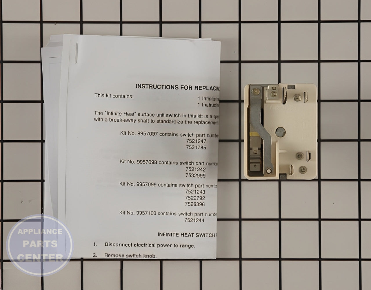 FRIGIDAIRE REVERSE ROTATION BURNER SWITCH 5309957099 - Side view with precise compatibility details