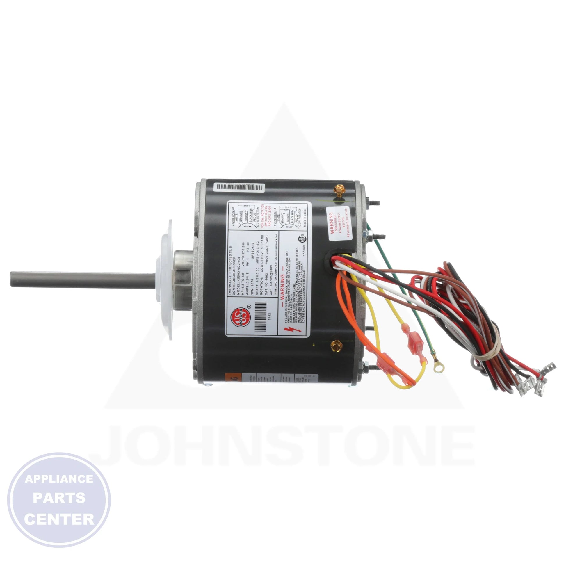 RESCUE® Condenser Fan Motor 5462 - Detailed view of 1075 RPM speed and 1/2" shaft diameter