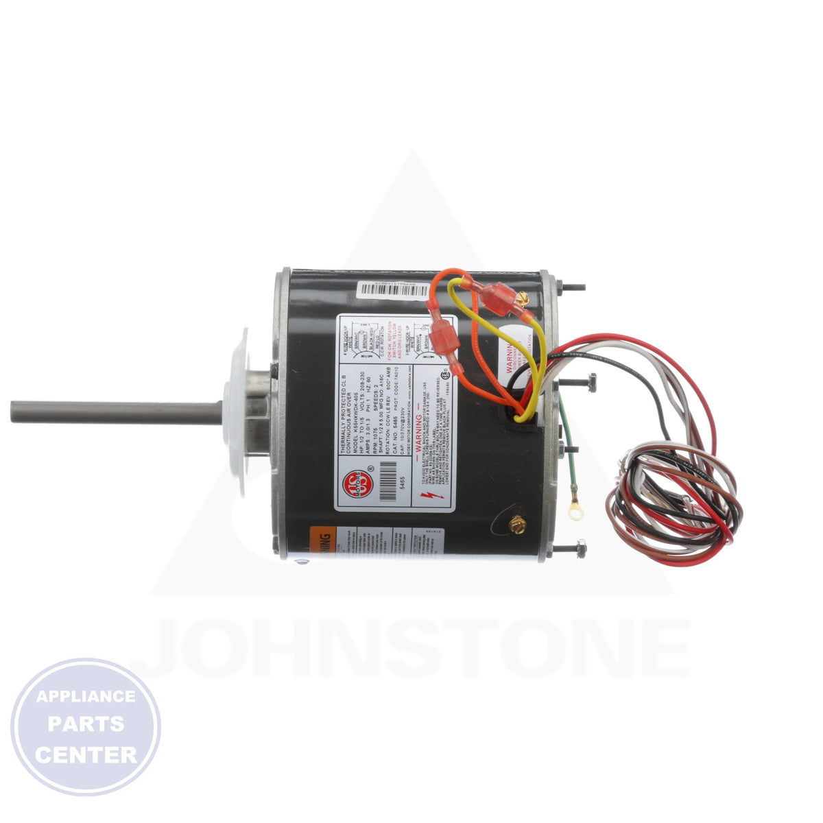 RESCUE® Condenser Fan Motor 5465 - Detailed view of 1/2" shaft diameter and 5" shaft length
