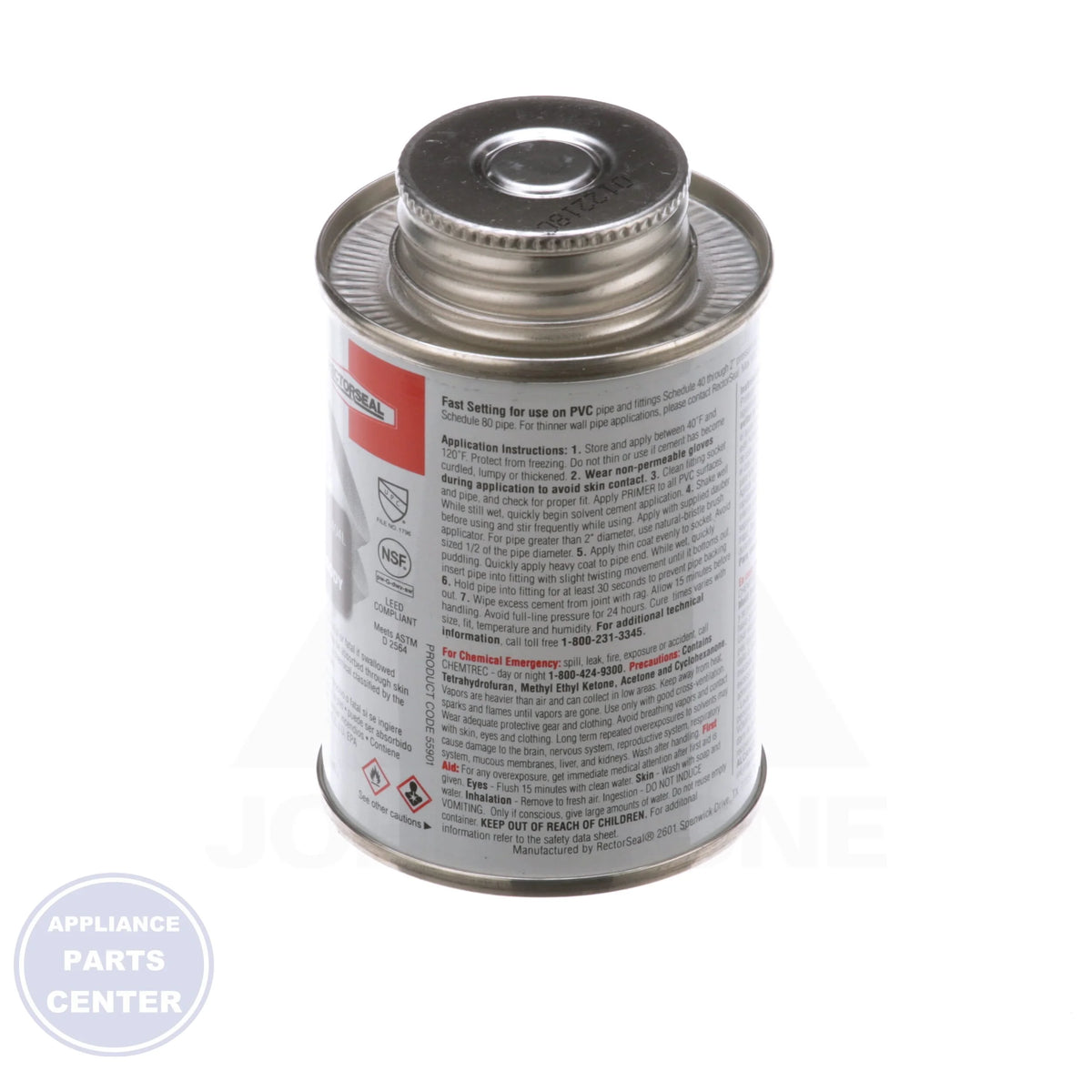 Gene™ 404 PVC Low VOC Solvent Cement 55901 - Detailed view of fast-setting feature