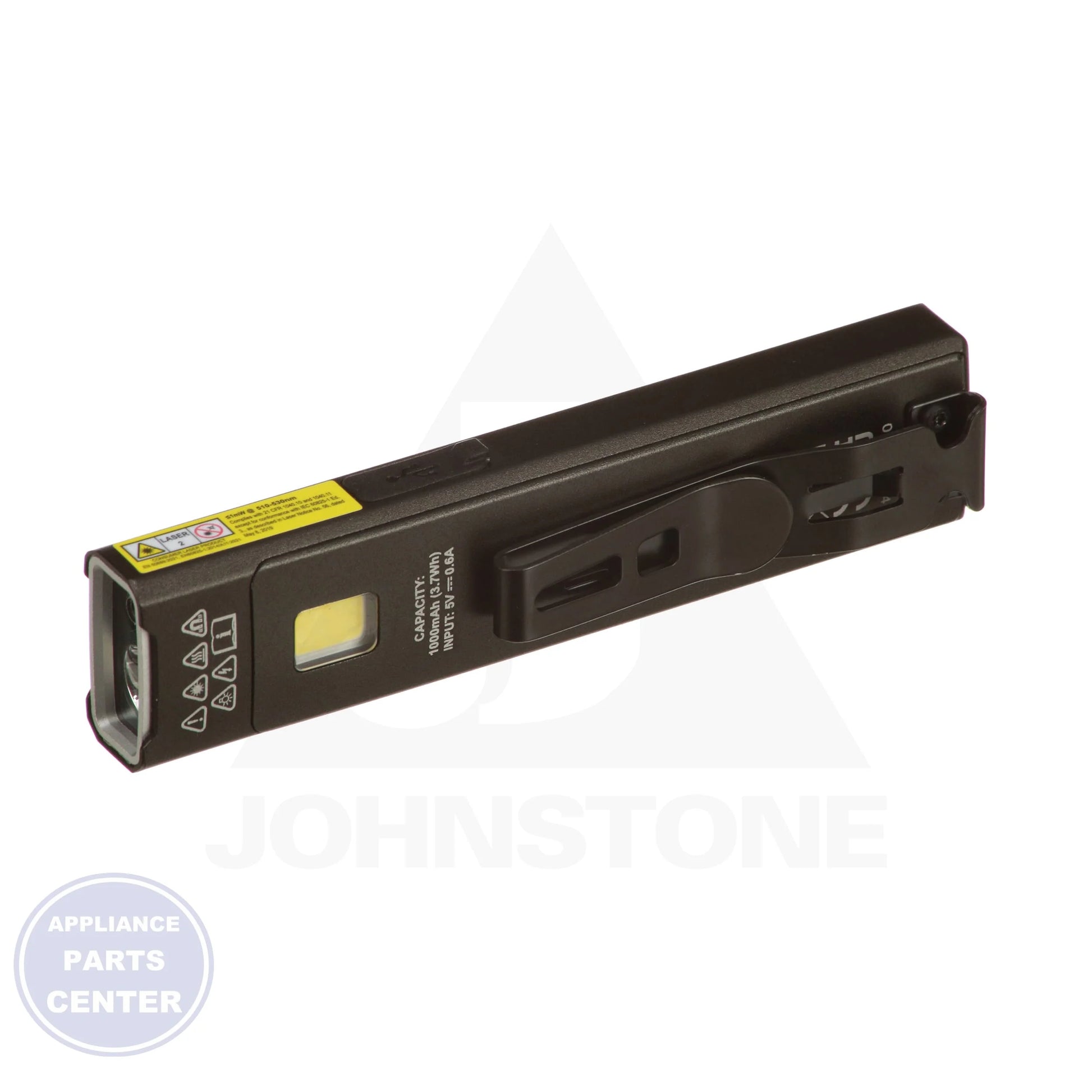 LED Pocket Flashlight with Laser 56074 - Side view with slim-profile specs