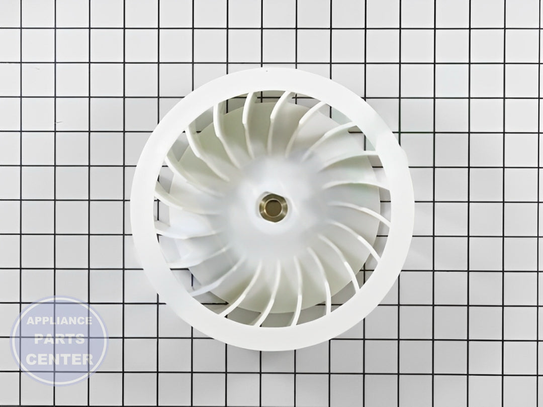 LG DRYER BLOWER FAN ASSEMBLY 5835EL1002A - Side view with specific measurements and specs