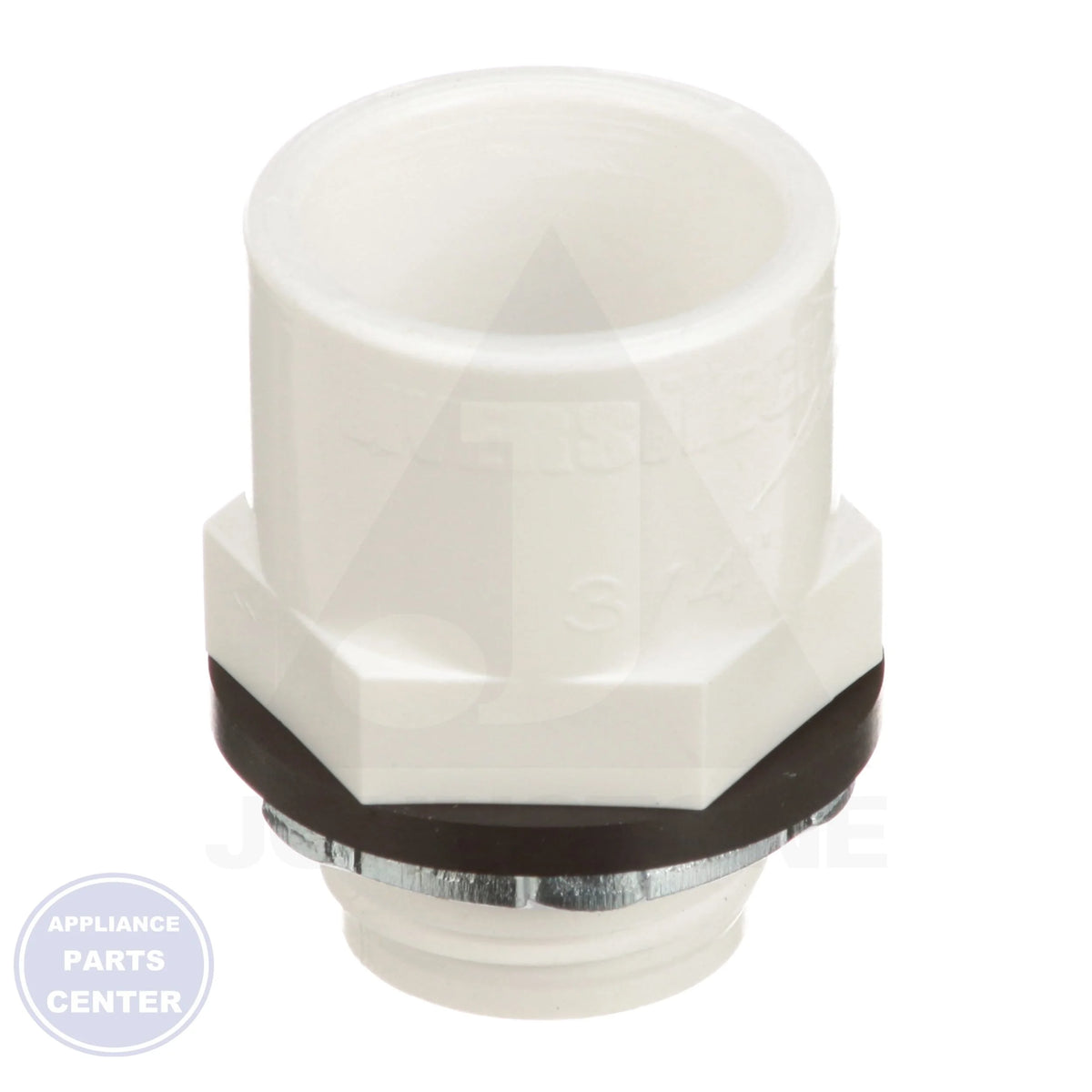 Condensate Drain Pan Fitting 6-1J - Side view with 3/4" PVC slip measurement