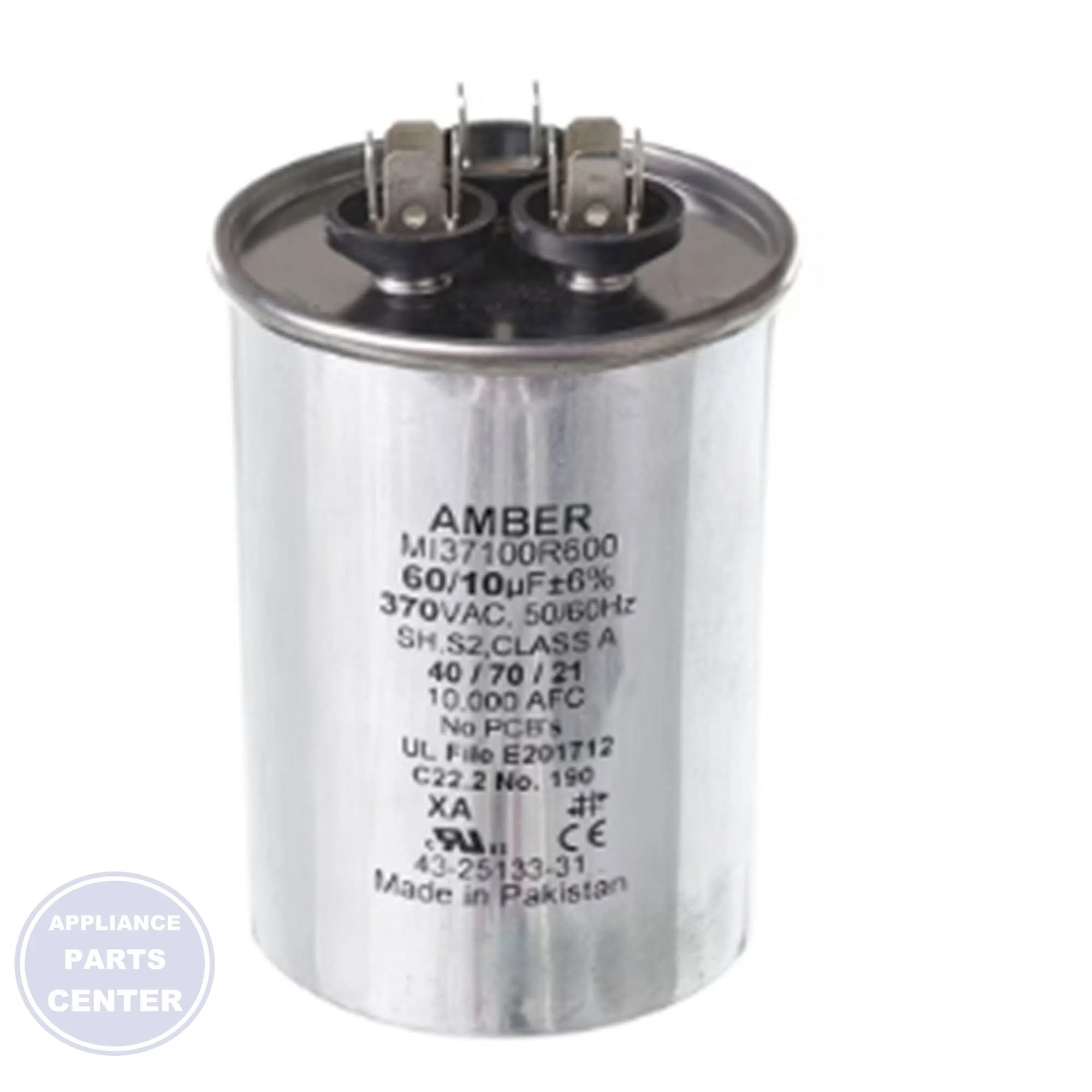 NEU 60/10MFD 370V ROUND RUN CAPAC. - Main view showing high voltage support for specific models