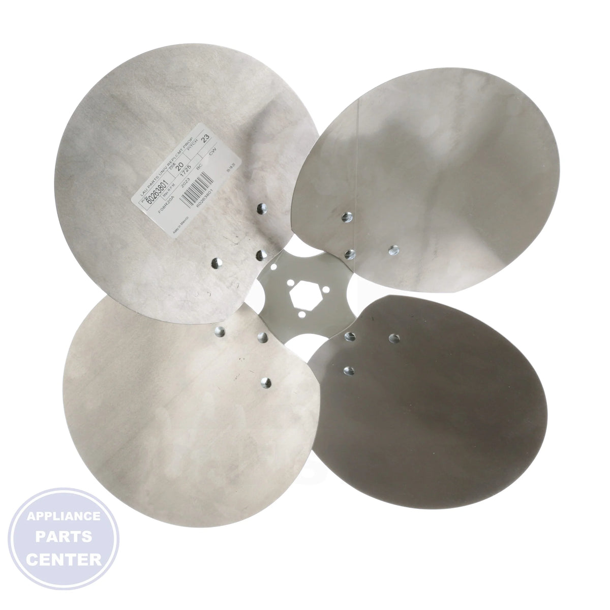 Universal Replacement Condenser Fan Blades 60263801 - Side view with 20" size and 23° pitch