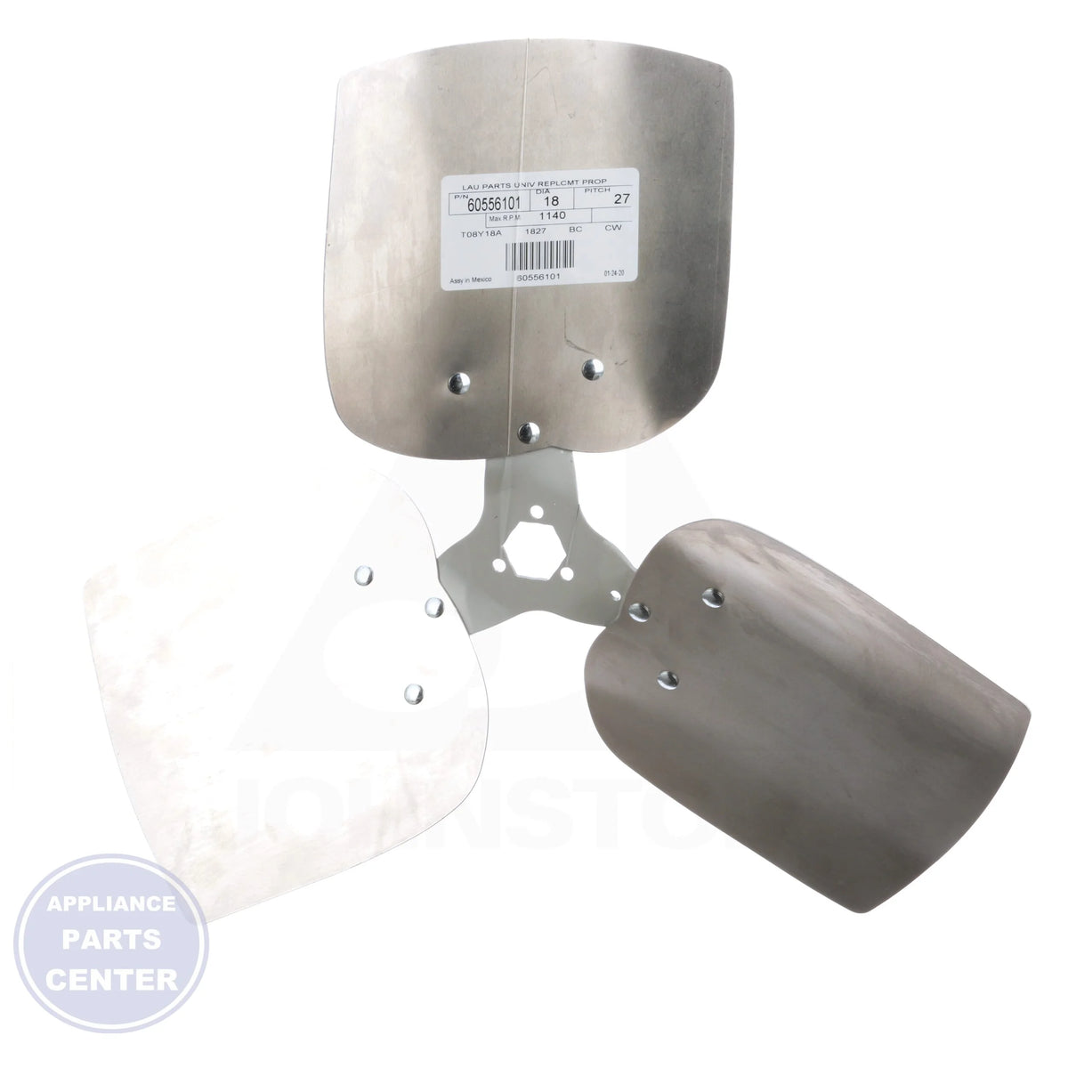Universal Replacement Condenser Fan Blade 60556101 - Side view with 27° pitch