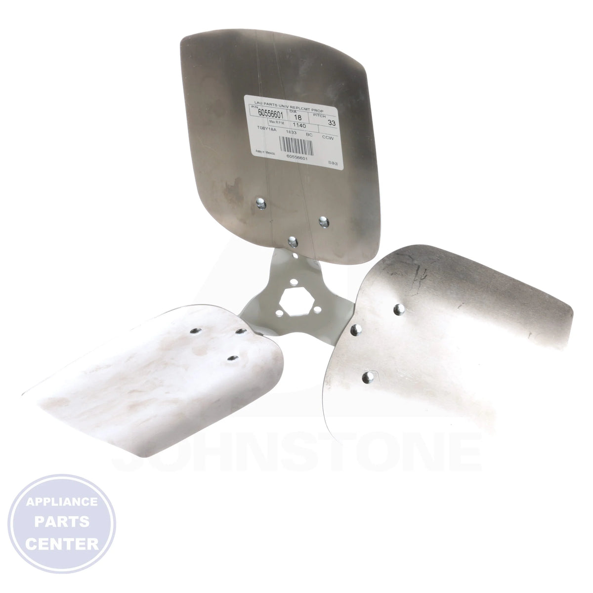 Universal Replacement Condenser Fan Blade 60556601 - Side view with 33° pitch and CCW rotation