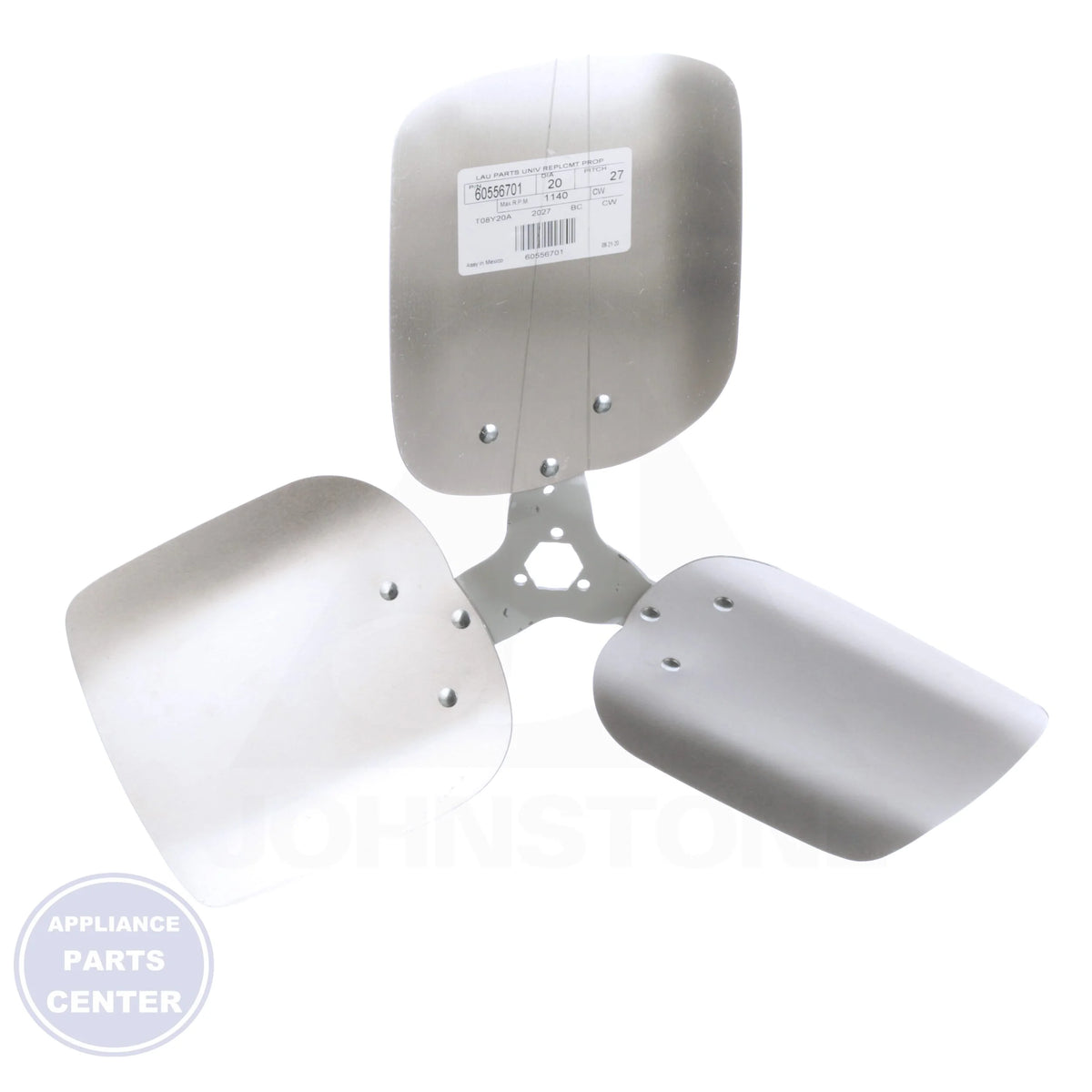 Universal Replacement Condenser Fan Blade 60556701 - Side view with 27° pitch