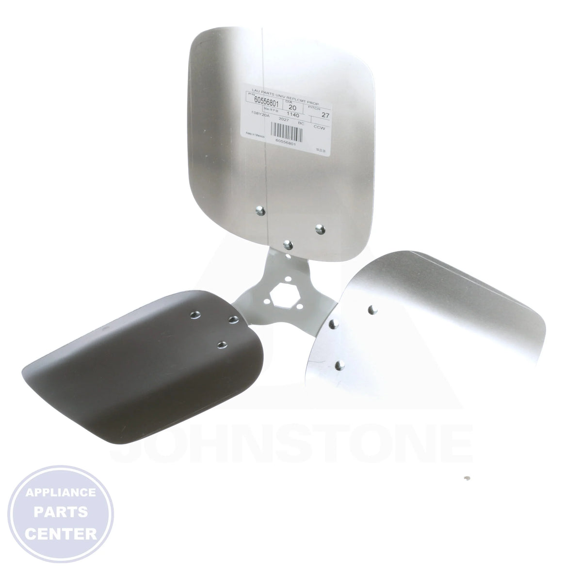 Universal Replacement Condenser Fan Blade 60556801 - Side view with 27° pitch and 3 blades