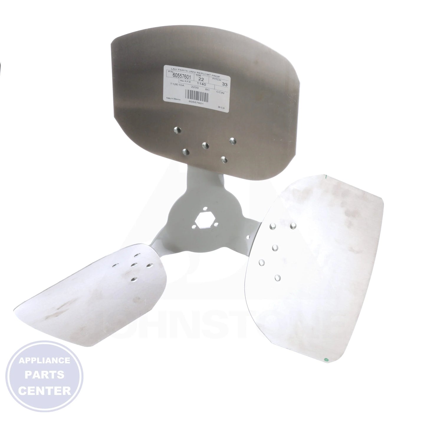 Universal Replacement Condenser Fan Blade 60557601 - Side view with 33° pitch and 3 blades