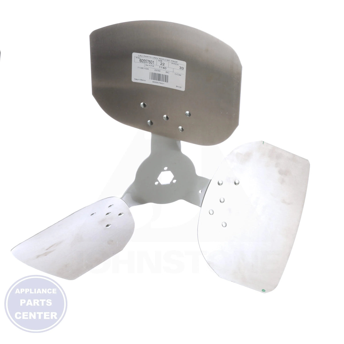 Universal Replacement Condenser Fan Blade 60557601 - Side view with 33° pitch and 3 blades