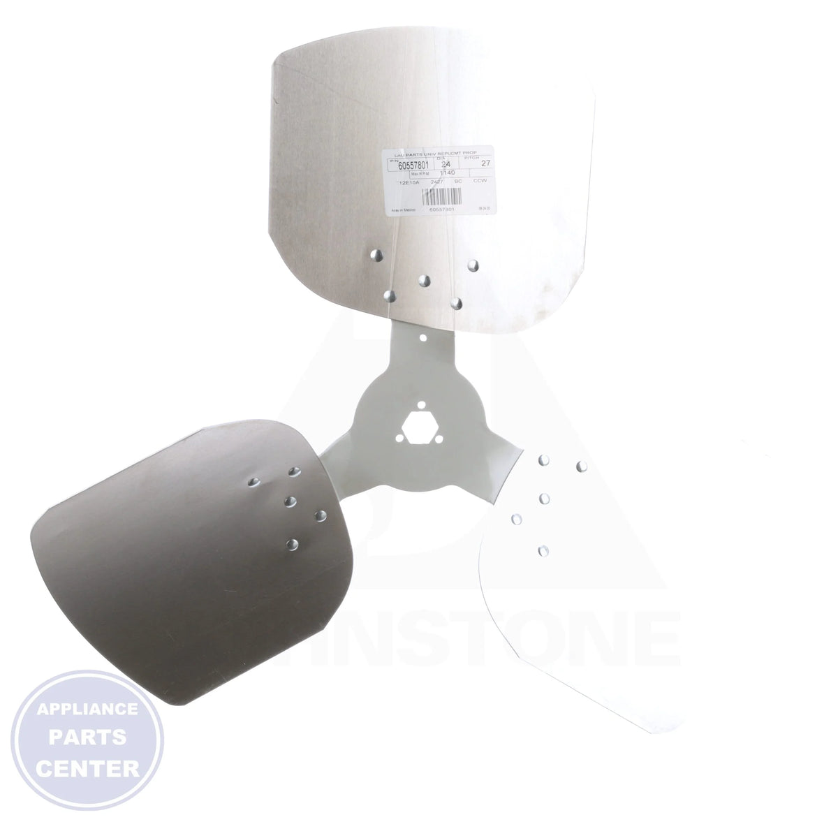 Universal Replacement Condenser Fan Blade 60557801 - Side view with 24-inch blade and 27-degree pitch