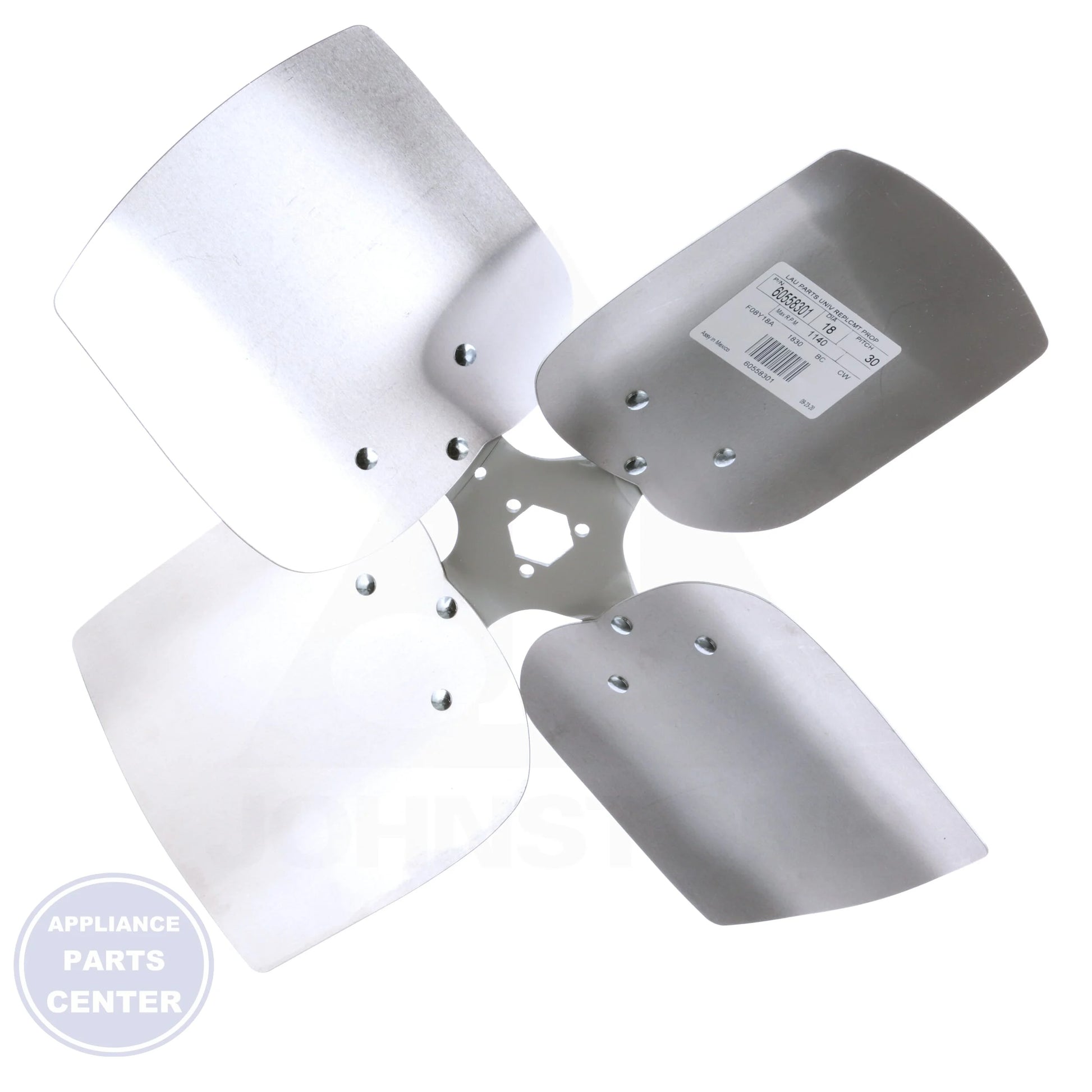 Universal Replacement Condenser Fan Blade 60558301 - Side view with 30° pitch and 4 blades