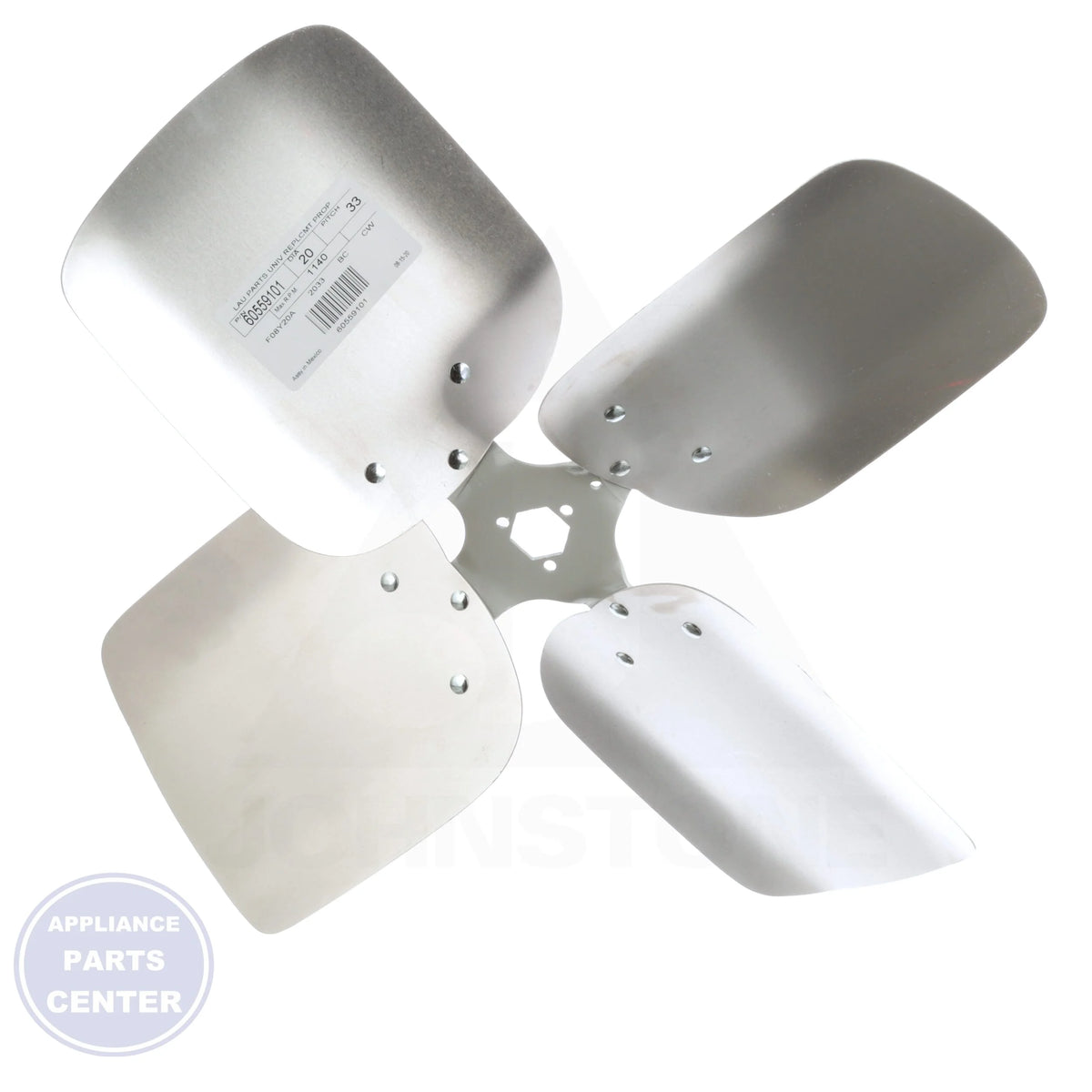 Universal Replacement Condenser Fan Blade 60559101 - Side view with 20" size and 4 blades