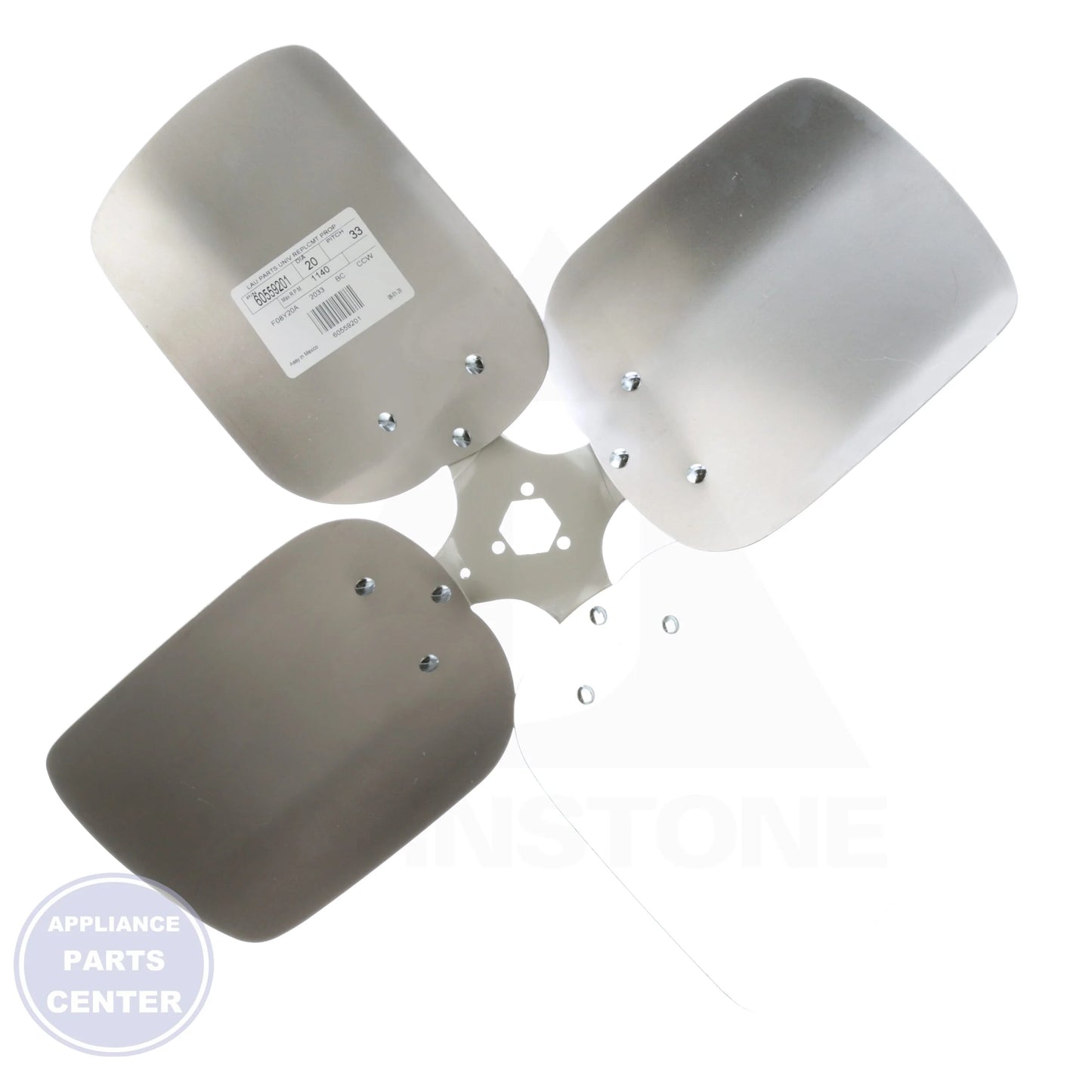 Universal Replacement Condenser Fan Blade 60559201 - Side view with 33° pitch