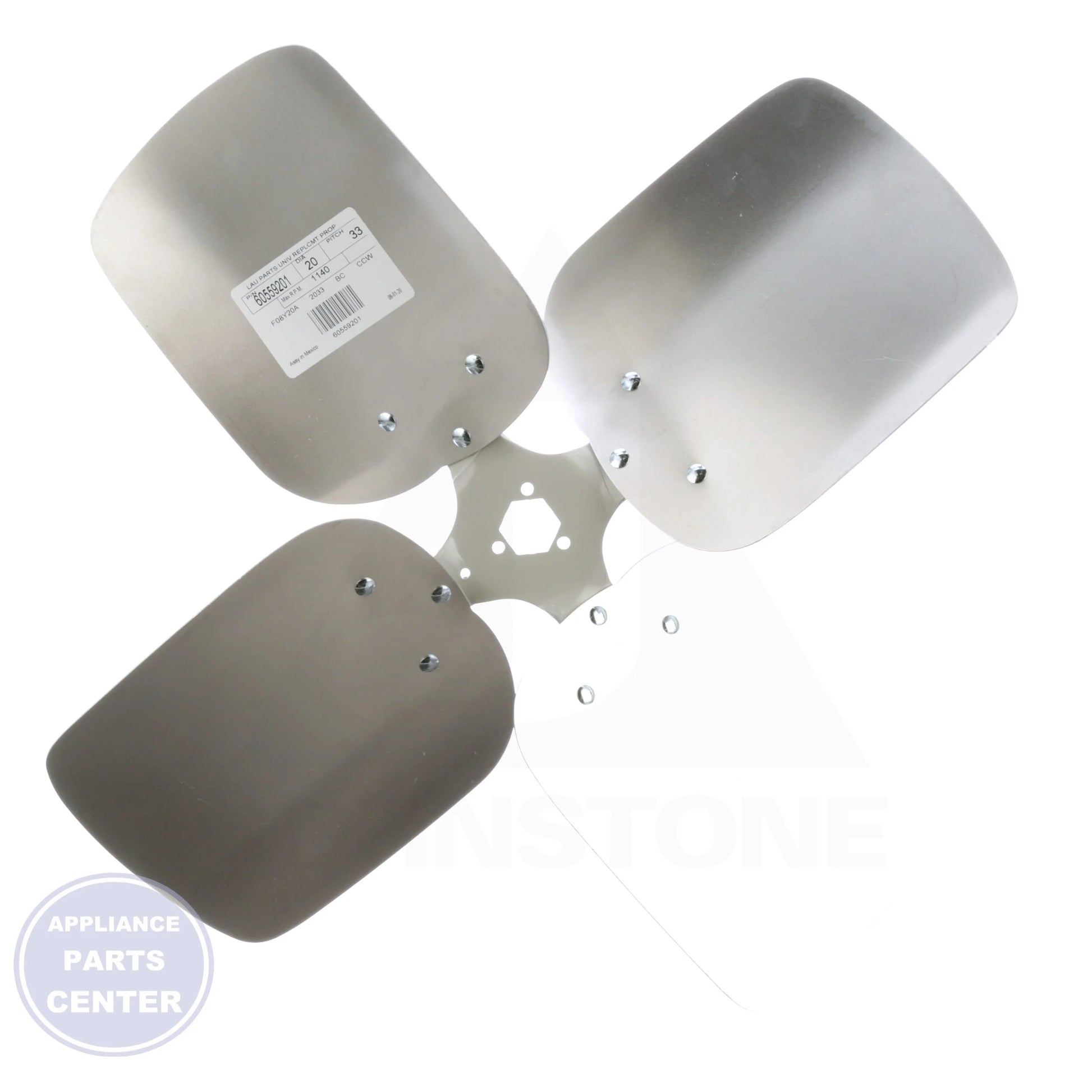 Universal Replacement Condenser Fan Blade 60559201 - Side view with 33° pitch