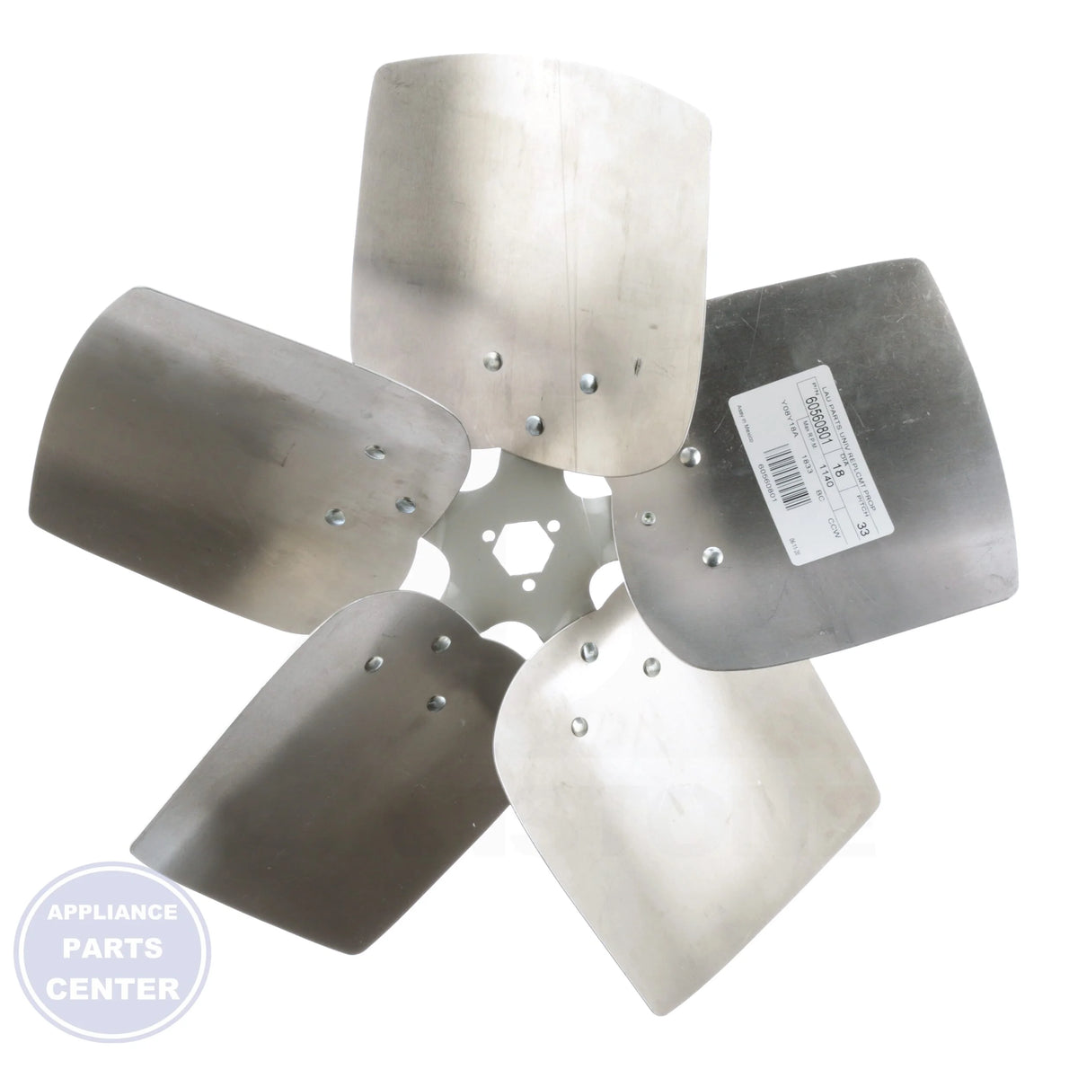 Universal Replacement Condenser Fan Blades 60560801 - Side view with 18'' size and 33° pitch
