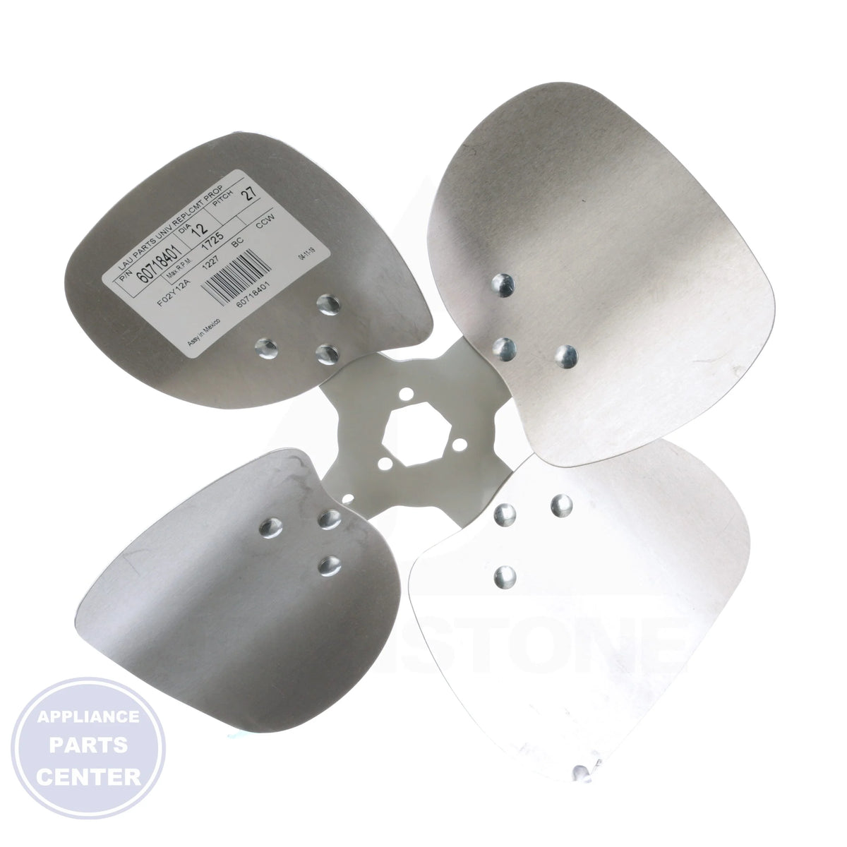 Universal Replacement Condenser Fan Blades 60718401 - Side view with 27° pitch and 4 blades