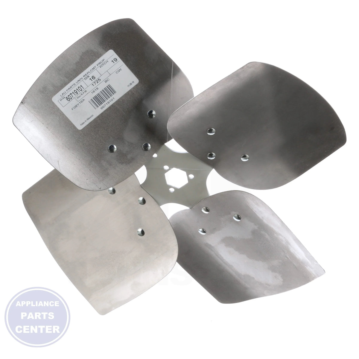 Universal Replacement Condenser Fan Blades 60719101 - Side view with 19° pitch