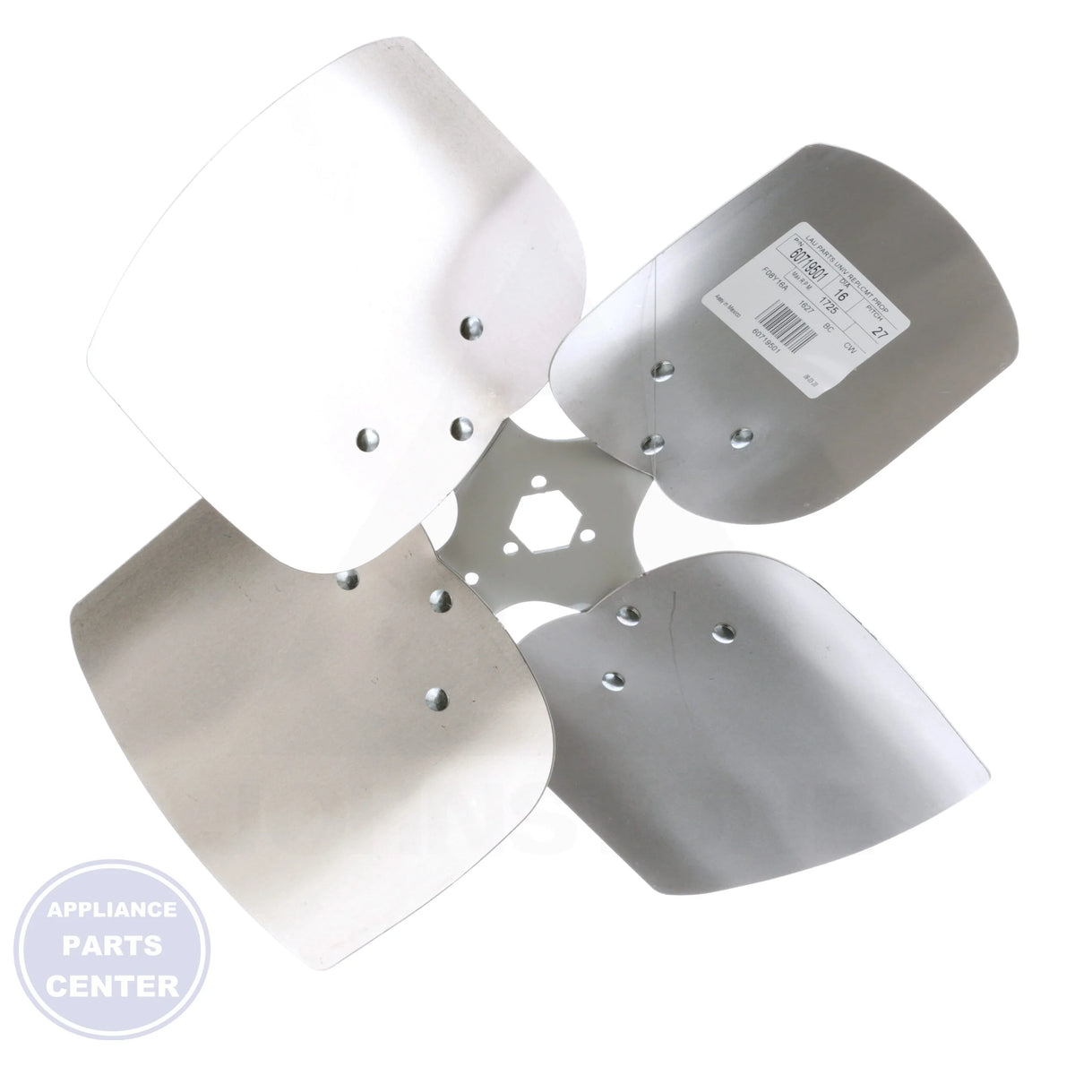 Universal Replacement Condenser Fan Blades 60719501 - Side view with 16-inch diameter