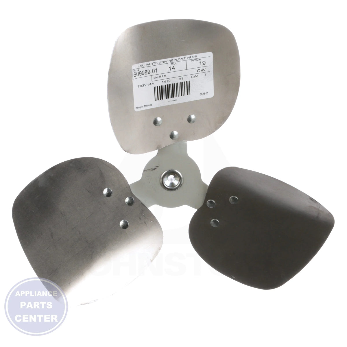 Universal Replacement Condenser Fan Blades 60998901 - Side view with 14" size and 19° pitch