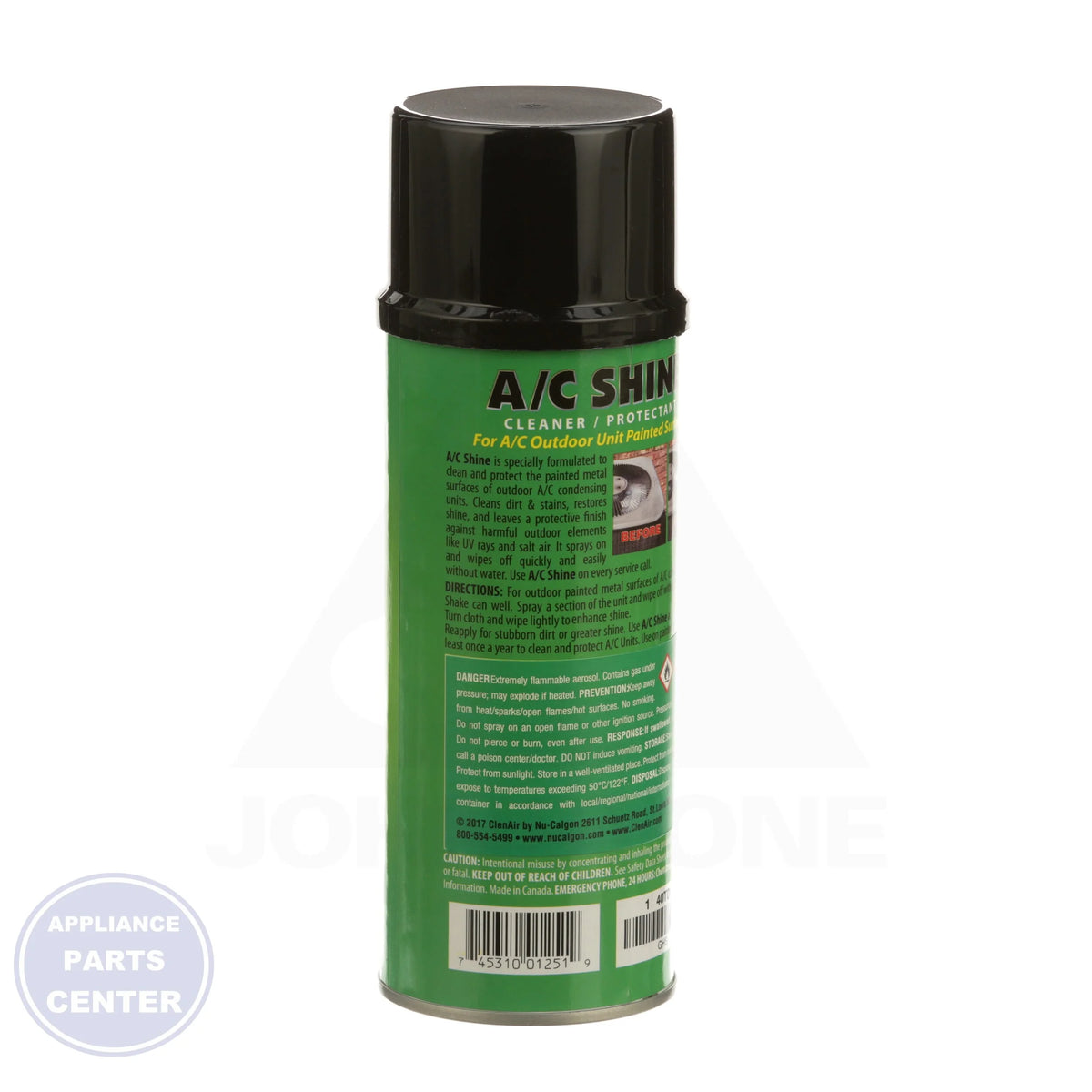 A/C Shine 61118 - Side view with safe usage instructions