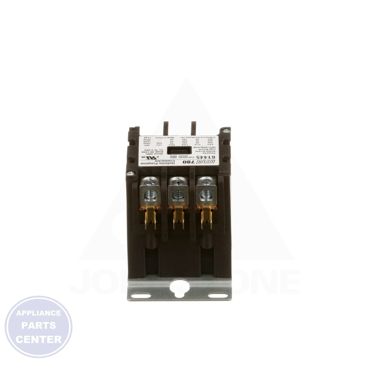 MARS 780 Definite Purpose Contactor 3P, Box Lug - Side view with 24 VAC coil voltage and 50 Res. Amps