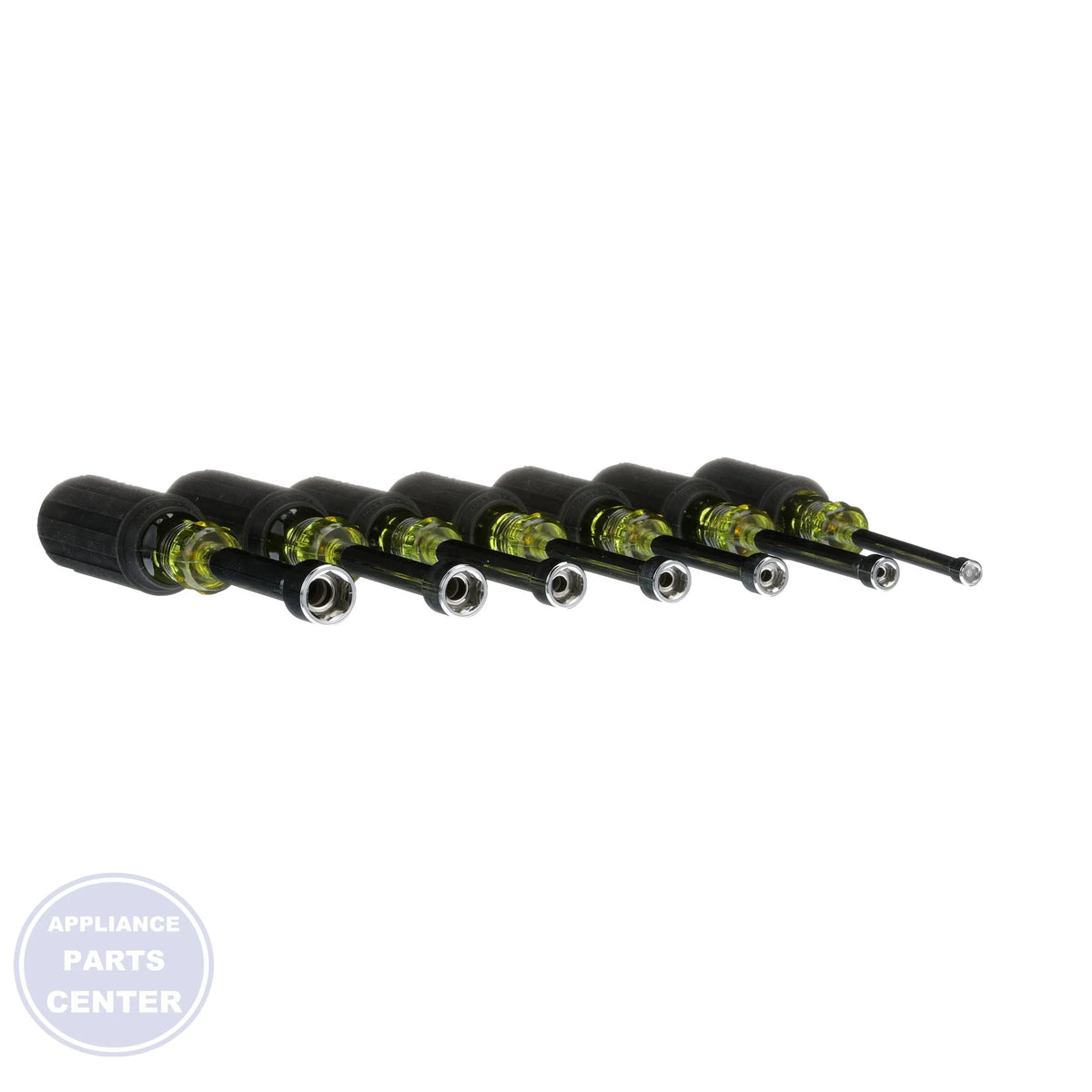 7-Piece Magnetic Tip Nut Driver Set 631M - Side view with assorted shank types and color codes