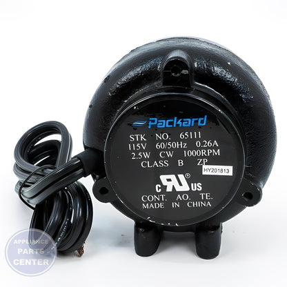 Packard 2.5 Watt Cast Iron Unit Bearing Motor 115 Volts CW Lead End 1000 RPM - Side view with precise measurements