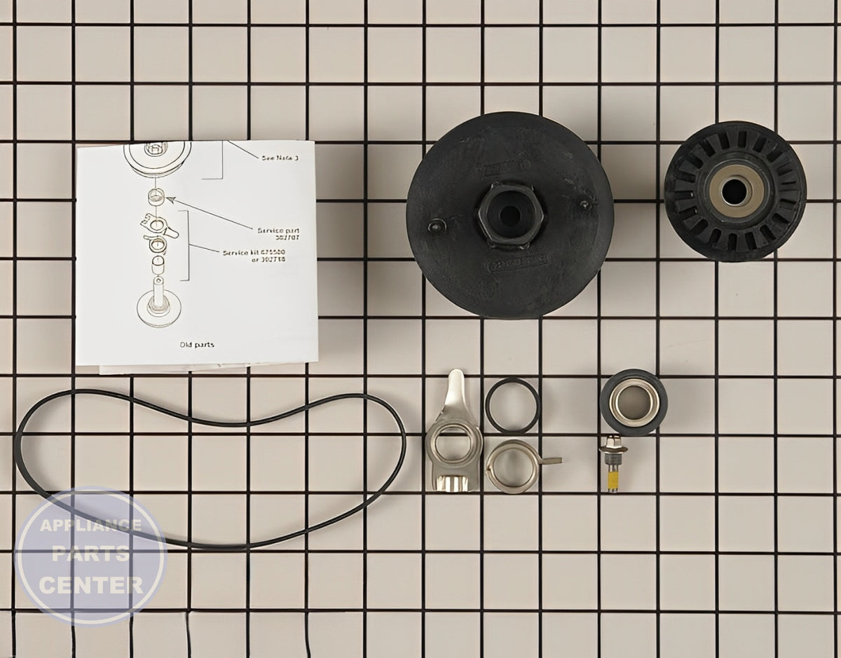 WHIRLPOOL DISHWASHER PUMP IMPELLER AND SEAL KIT 675806 - Main view showing water flow for various WPL Dishwasher models
