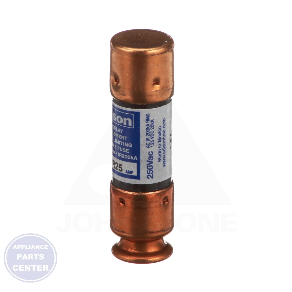 Dual Element Fuse 25 AMP 7-CRNR25 - Detailed view of Class RK5, 25 Amps, 250V fuse