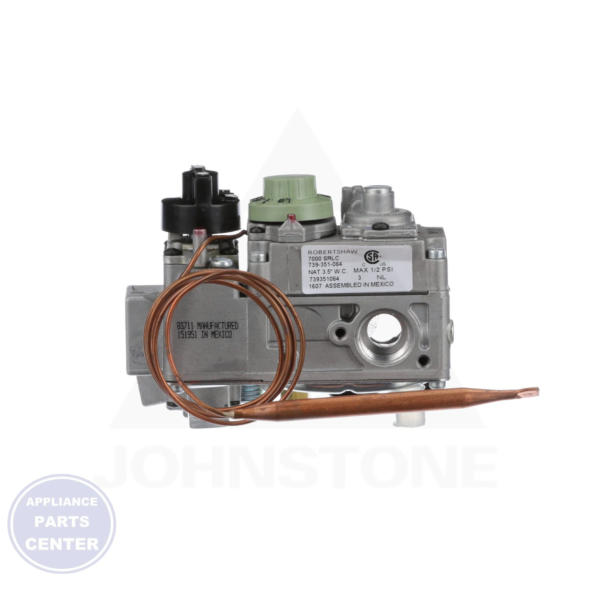 Compact Gas Valve 710-205 - Detailed view of 70,000 BtuH capacity and 36" capillary length