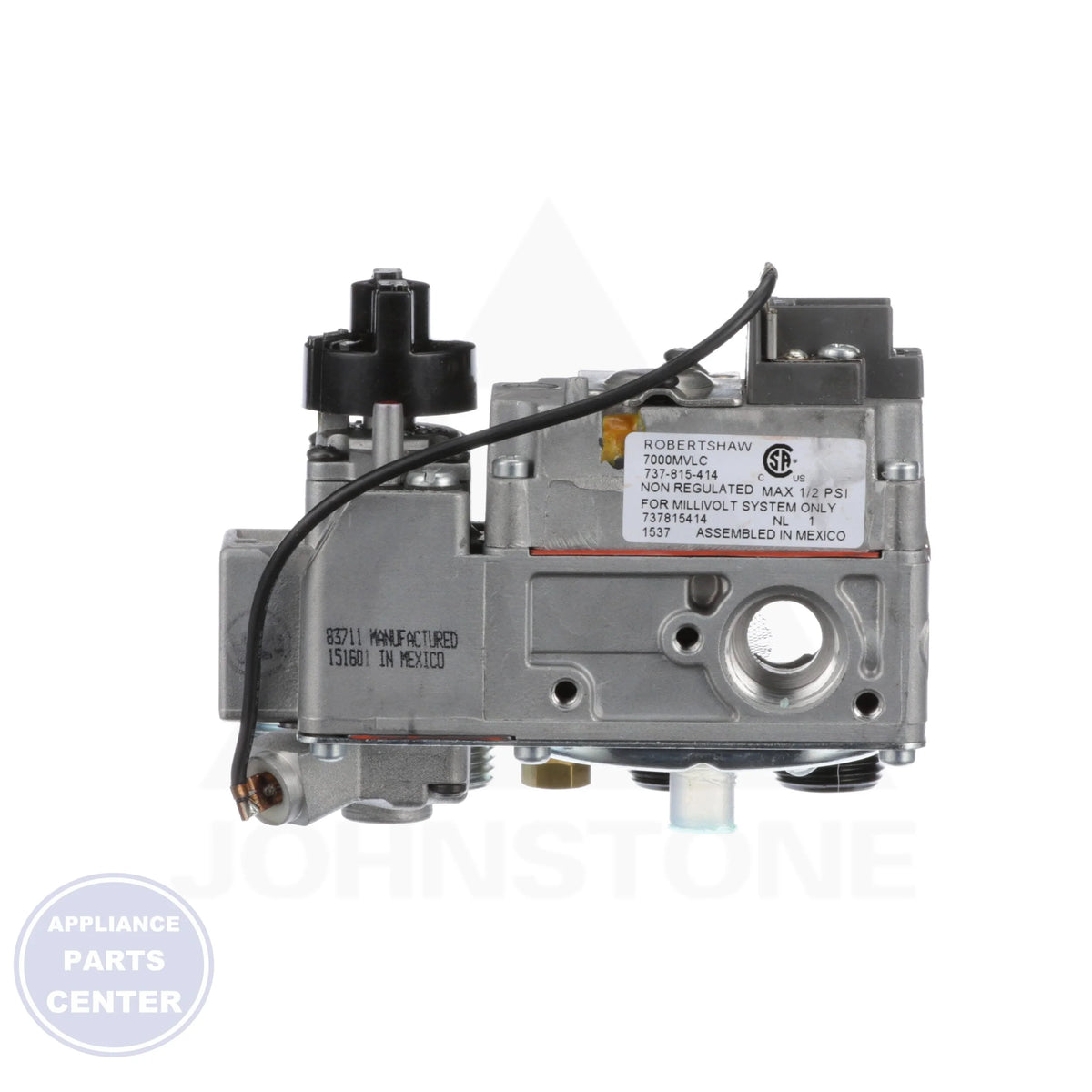 710 Low Profile Gas Heating Valve 710-501 - Detailed view of non-regulated millivolt gas valve