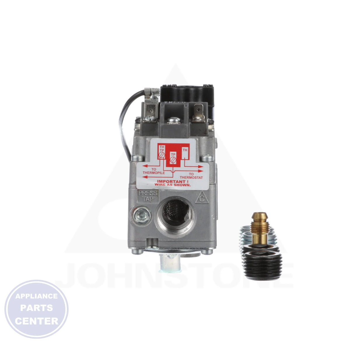 710 Low Profile Gas Heating Valve 710-501 - Side view with 1/2" inlet and outlet connections