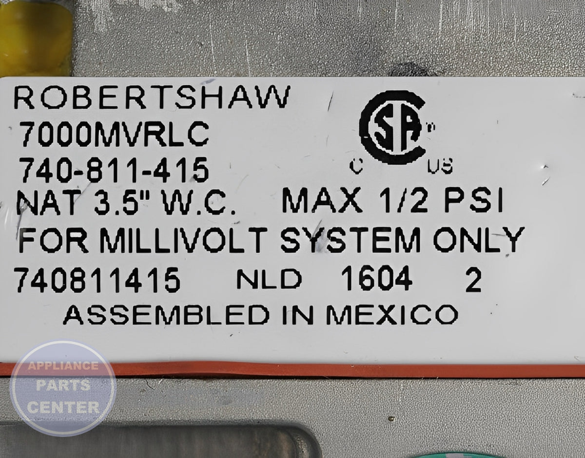 ROBERTSHAW GAS VALVE 710-502 - Detailed view of precise technical details