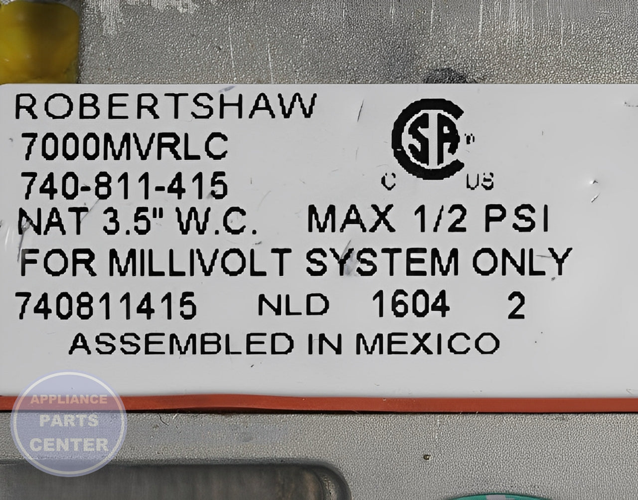 ROBERTSHAW GAS VALVE 710-502 - Detailed view of precise technical details