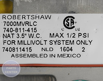 ROBERTSHAW GAS VALVE 710-502 - Detailed view of precise technical details