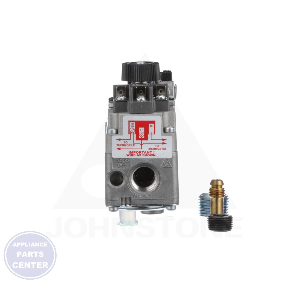 710 Low Profile Adj. Millivolt Gas Valve 710-511 - Side view with 1/2" Inlet Conn. and 3/8" Outlet Conn.