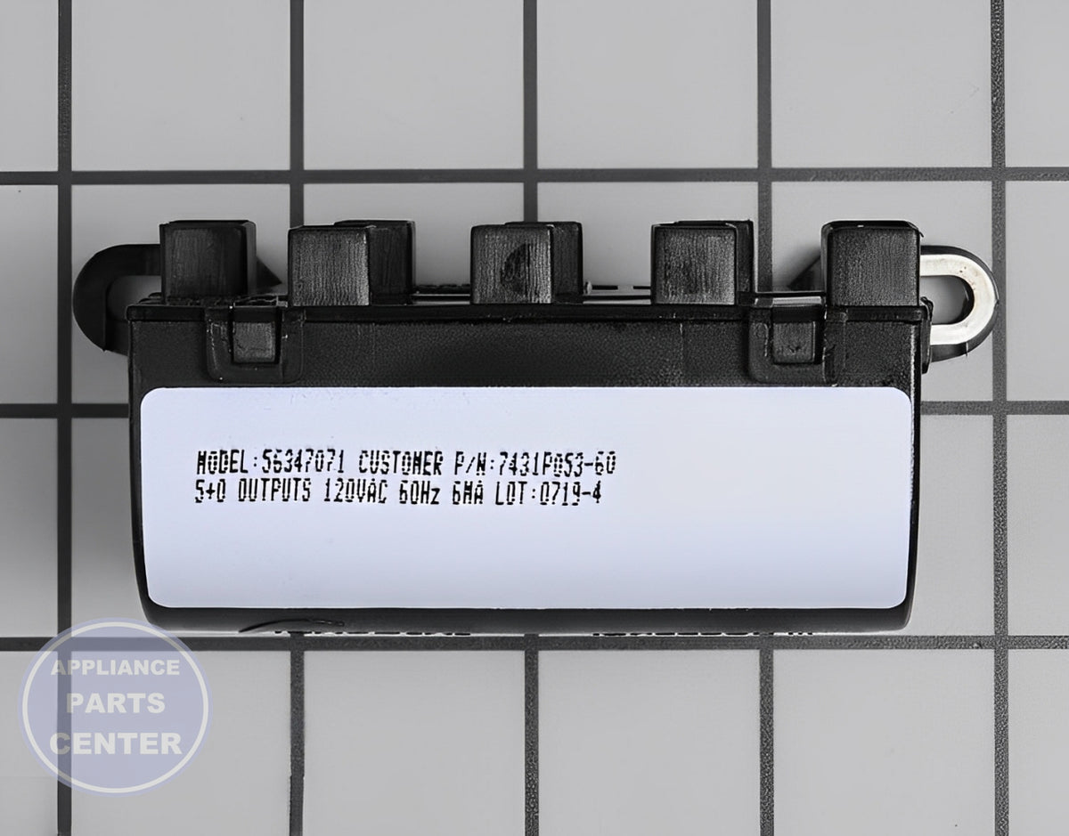 WHIRLPOOL SPARK MODULE 74009098 - Side view with efficient spark specifications
