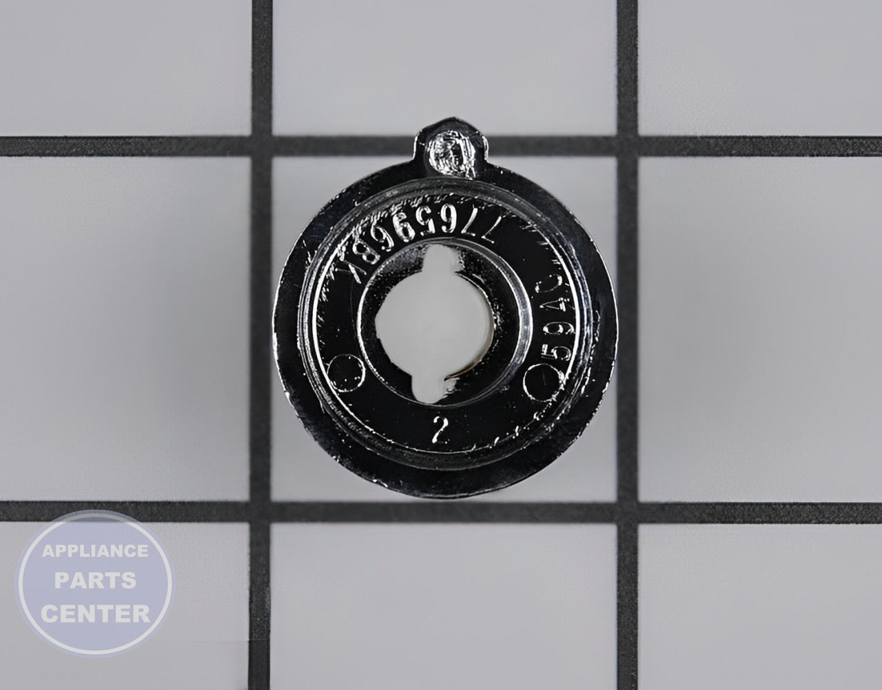 WHIRLPOOL POWER SWITCH KNOB 776594 - Side view with precise measurements