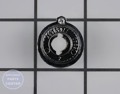 WHIRLPOOL POWER SWITCH KNOB 776594 - Side view with precise measurements